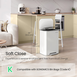 SONGMICS 50L Kitchen Bin with Soft-Close Lid