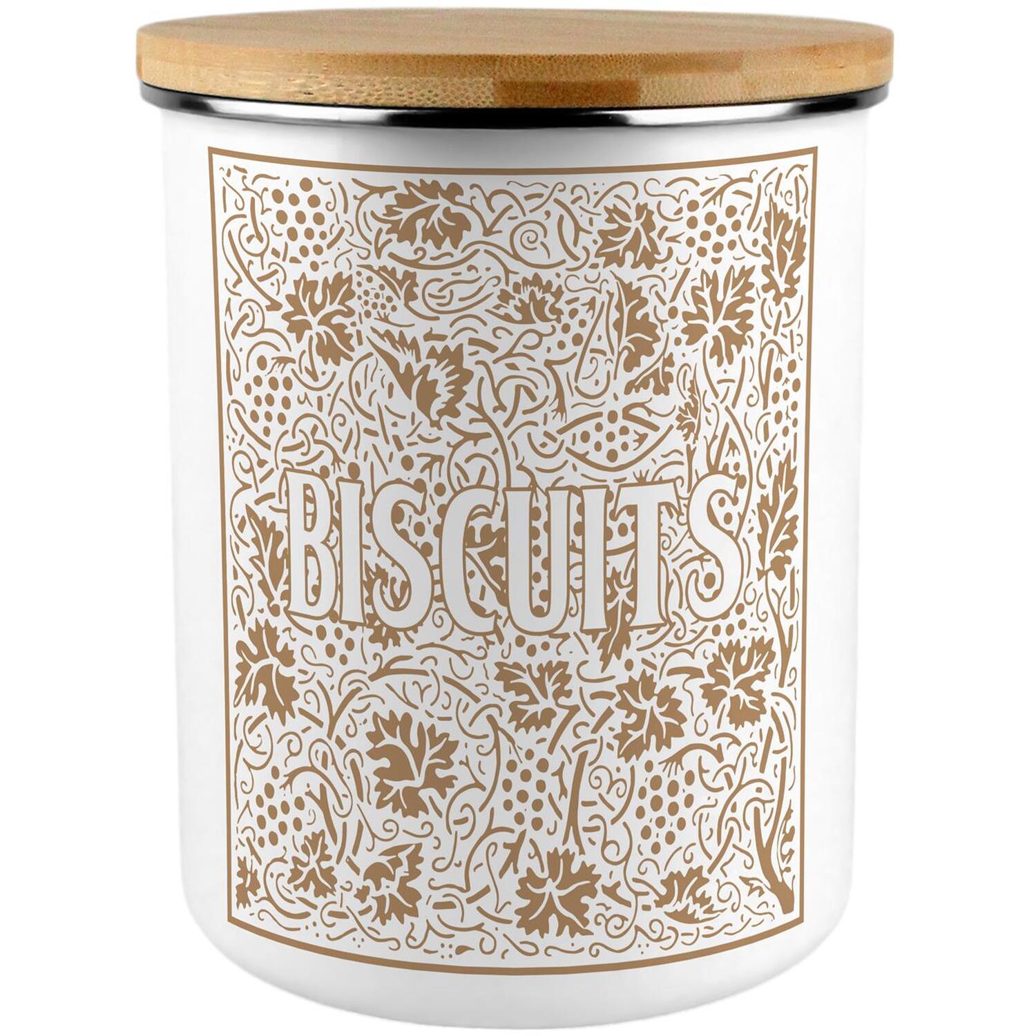 Extra Large Enamel Biscuit Canister - Gold Oak & Berries Kitchen Storage Gift - Image 2