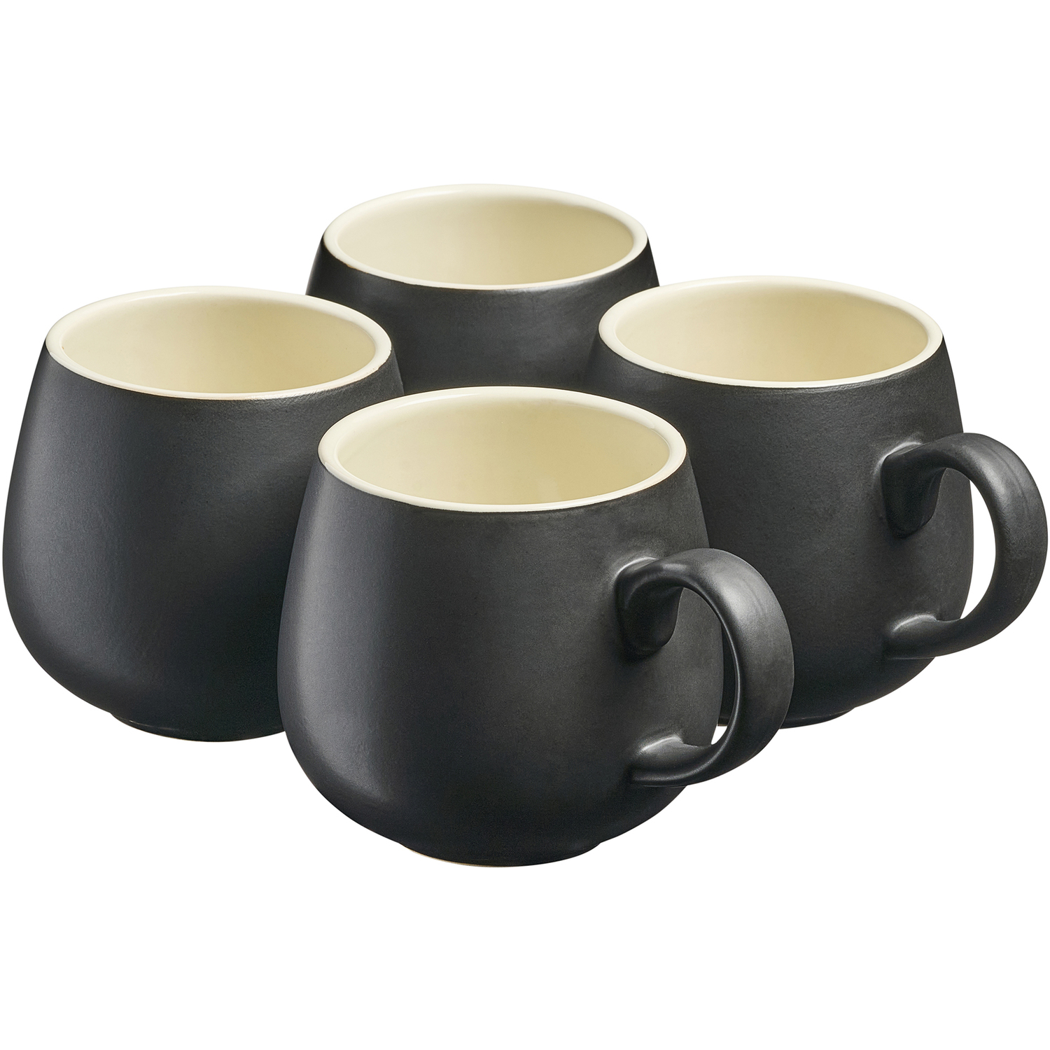 Cooks Professional 4 Piece Colourful Round Mug Set 350Ml - Black