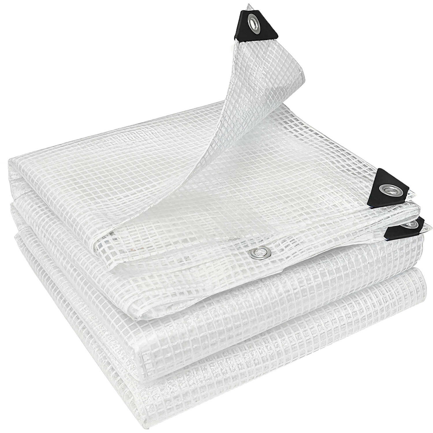 Outsunny White 3 X 5M Waterproof Tarpaulin, Heavy Duty 140Gsm Tear-Resistant Pe Tarp With Reinforced Grommets, Uv Protected Cover - Image 2