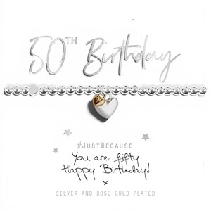 50th Birthday Heart Design Bracelet