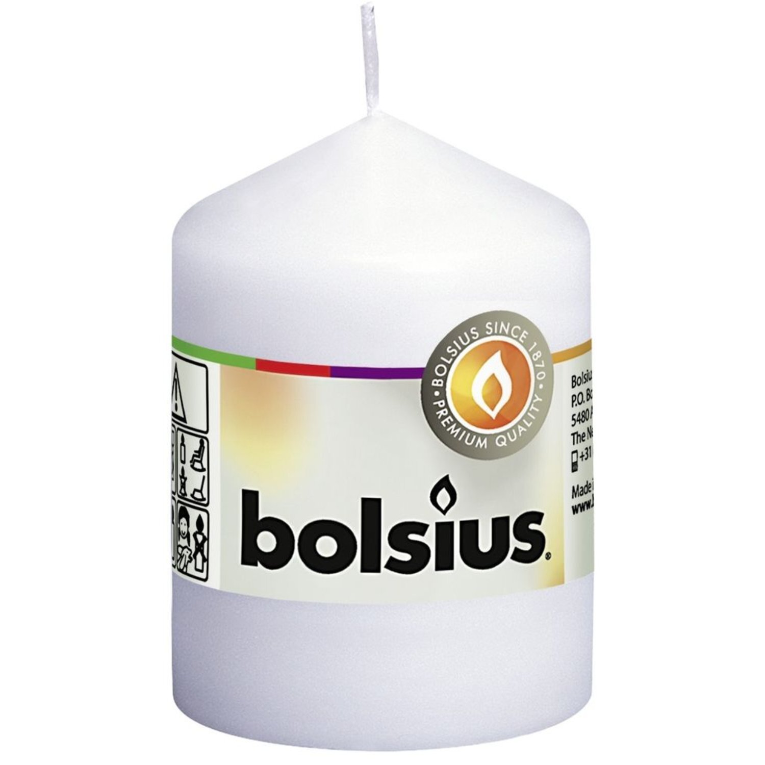 Pack of 3 Small Bolsius Pillar Candles - White