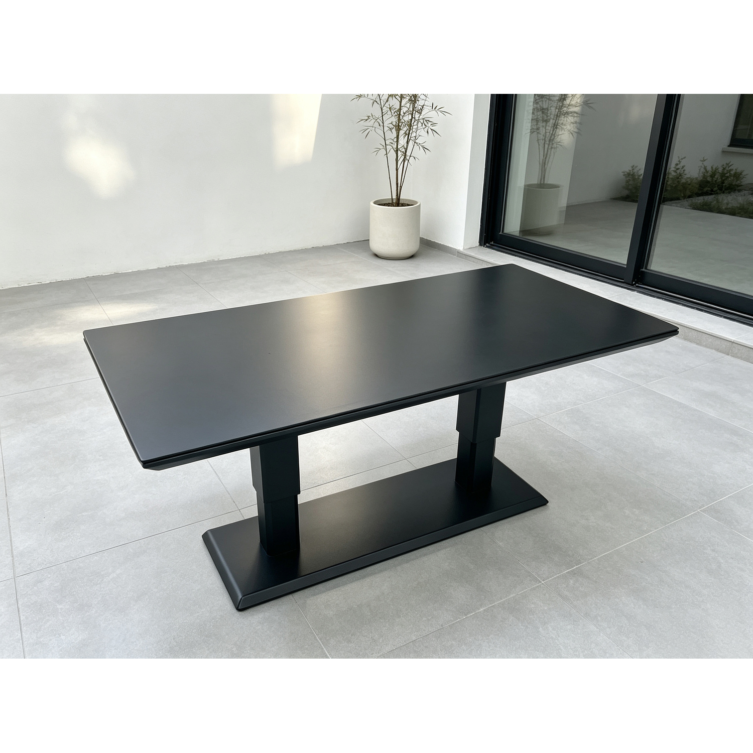Fimous Dark/Grey Aluminum Adjustable Dining Or Coffee Table - Image 3