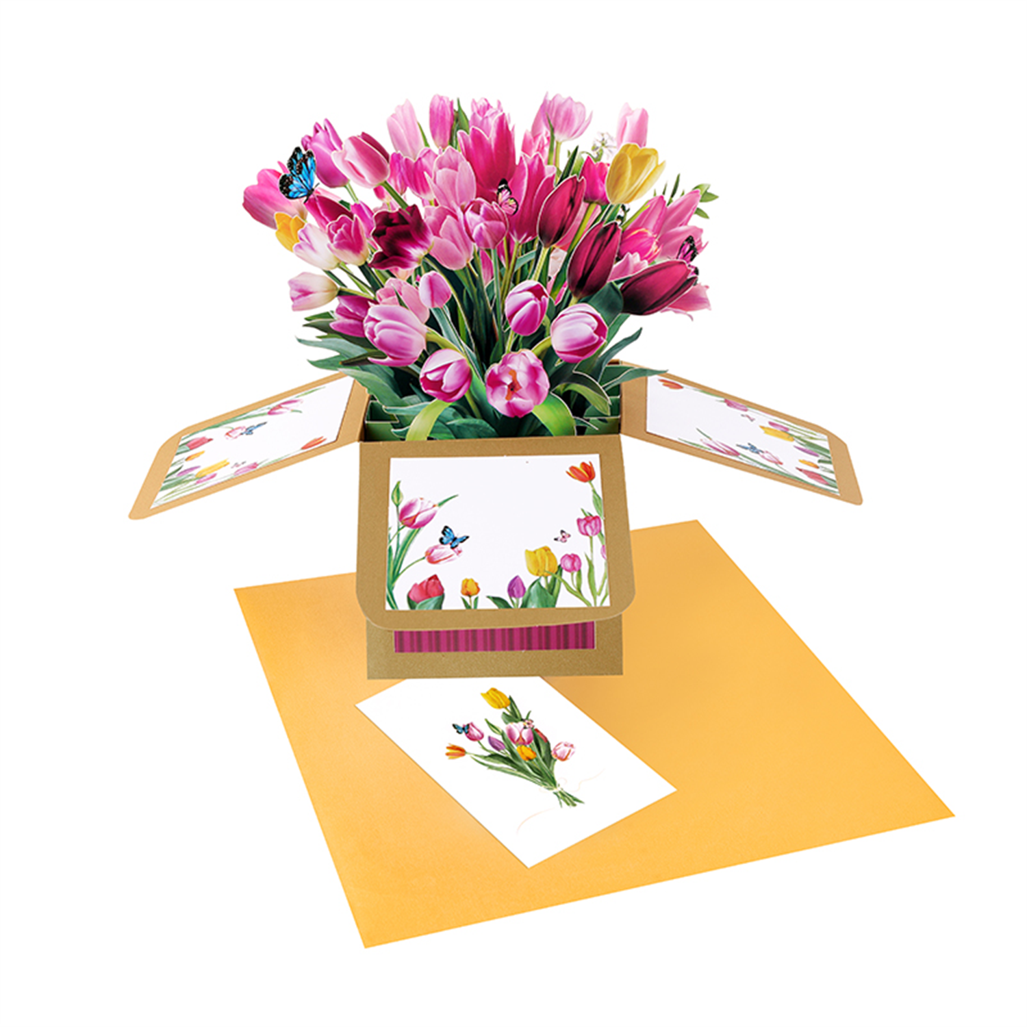 Tulip Beige 3D Pop Up Birthday Box Card - Spring Mother's Day Birthday Mum - Image 2