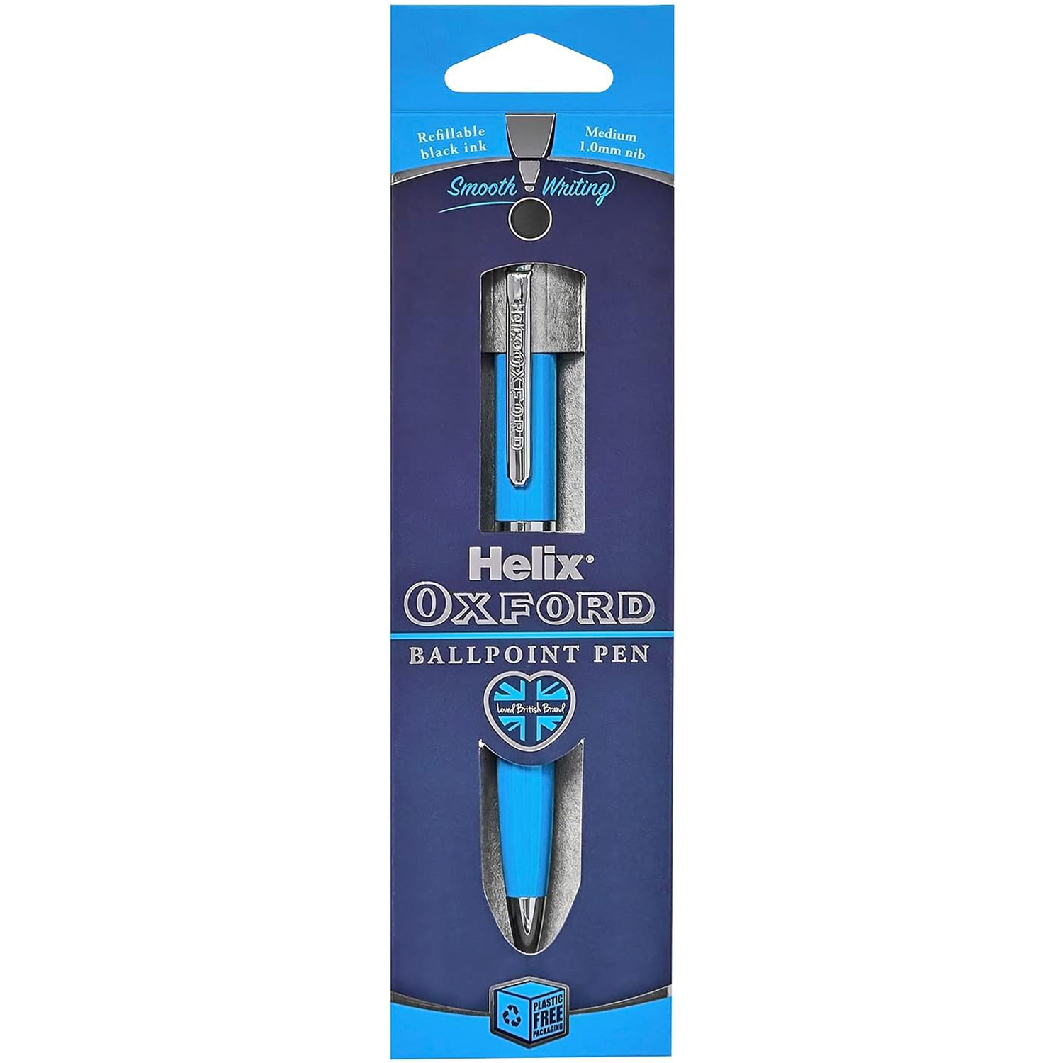Helix Oxford Premium Ballpoint Pen Light Blue Barrel 1.0mm Nib Black Ink - Image 2