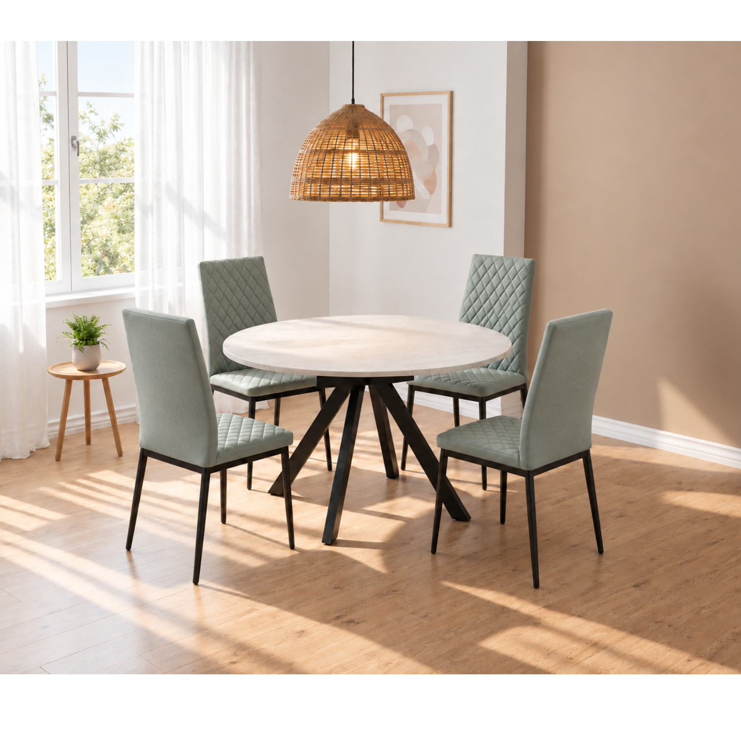 Rackhams Gray Harley Extendable Dining Table With 4 Emily Chairs - Image 4