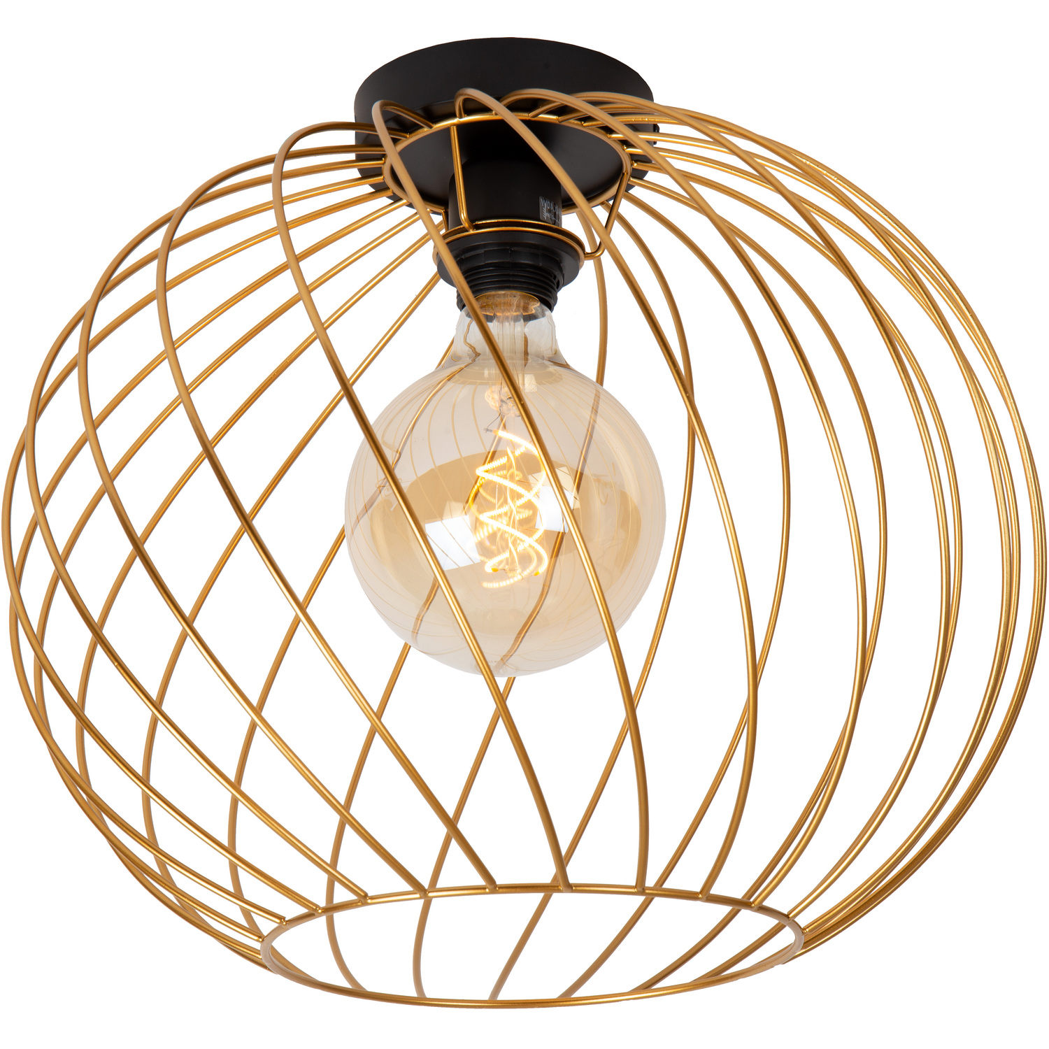 Lucide Danza 40cm Flush Ceiling Light - Matt Gold, Brass - 1xE27 Bulb - Image 4