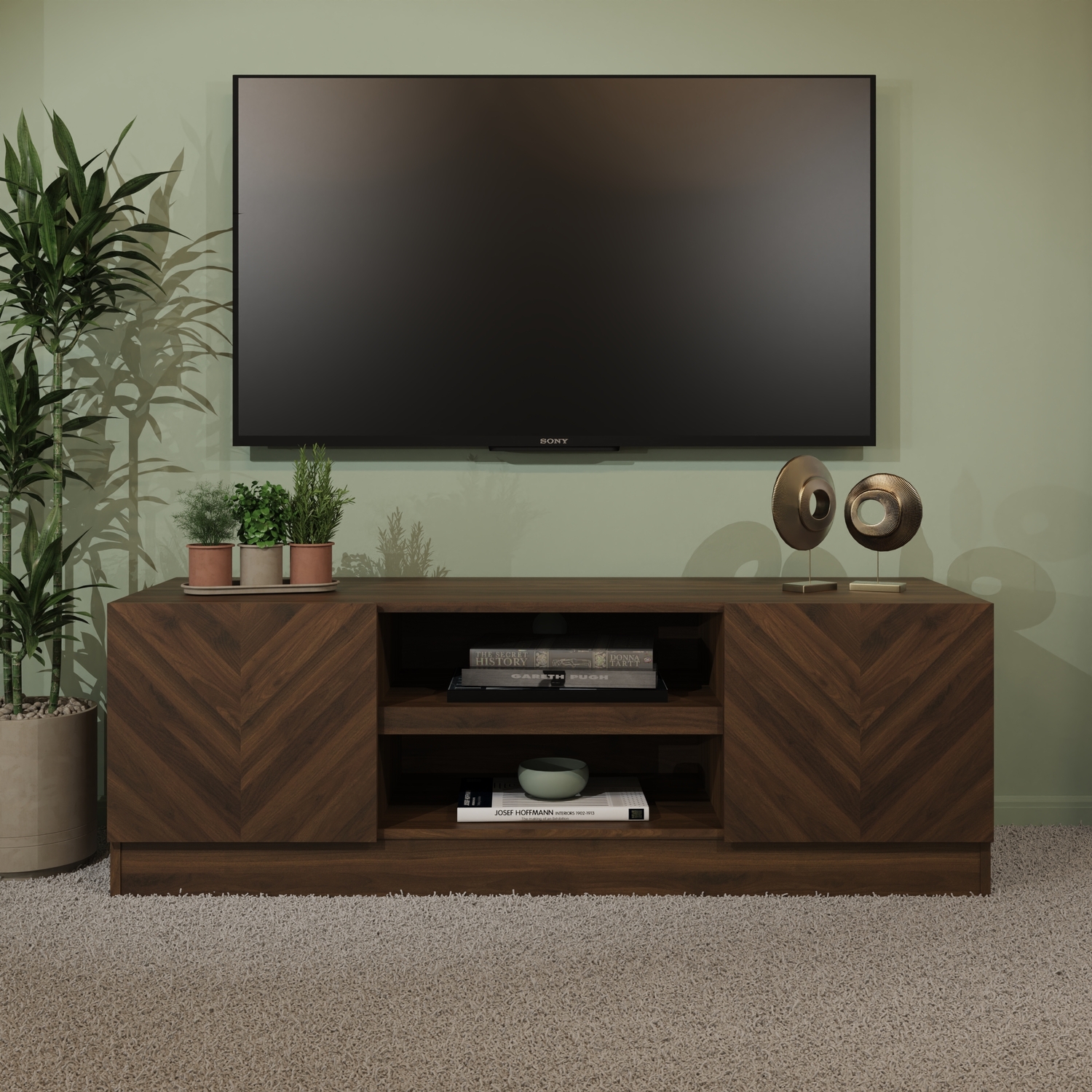 Gfw Catania Royal Walnut 2 Door 2 Shelf Tv Unit - Image 4