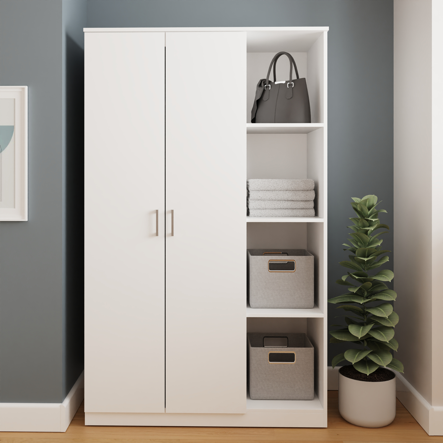 Gfw Unisex White Bailey Door 4 Shelf Wardrobe In Size 2 - Image 5