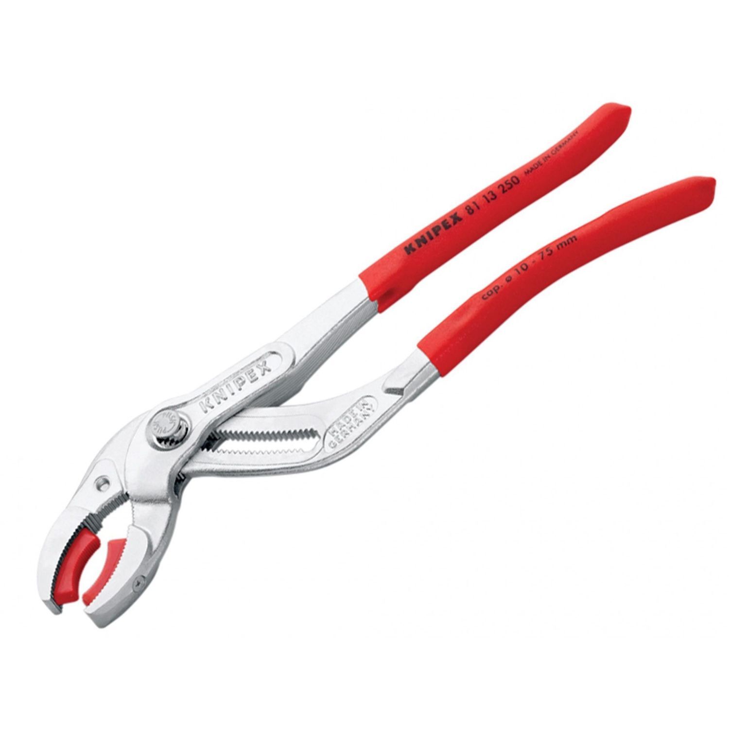 Knipex Plastic Pipe Grip Pliers Plastic Jaws 75Mm Capacity 250Mm - Multi Colour