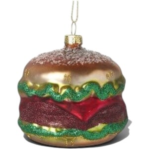 Festive Glass Burger Hanging Christmas Decoration