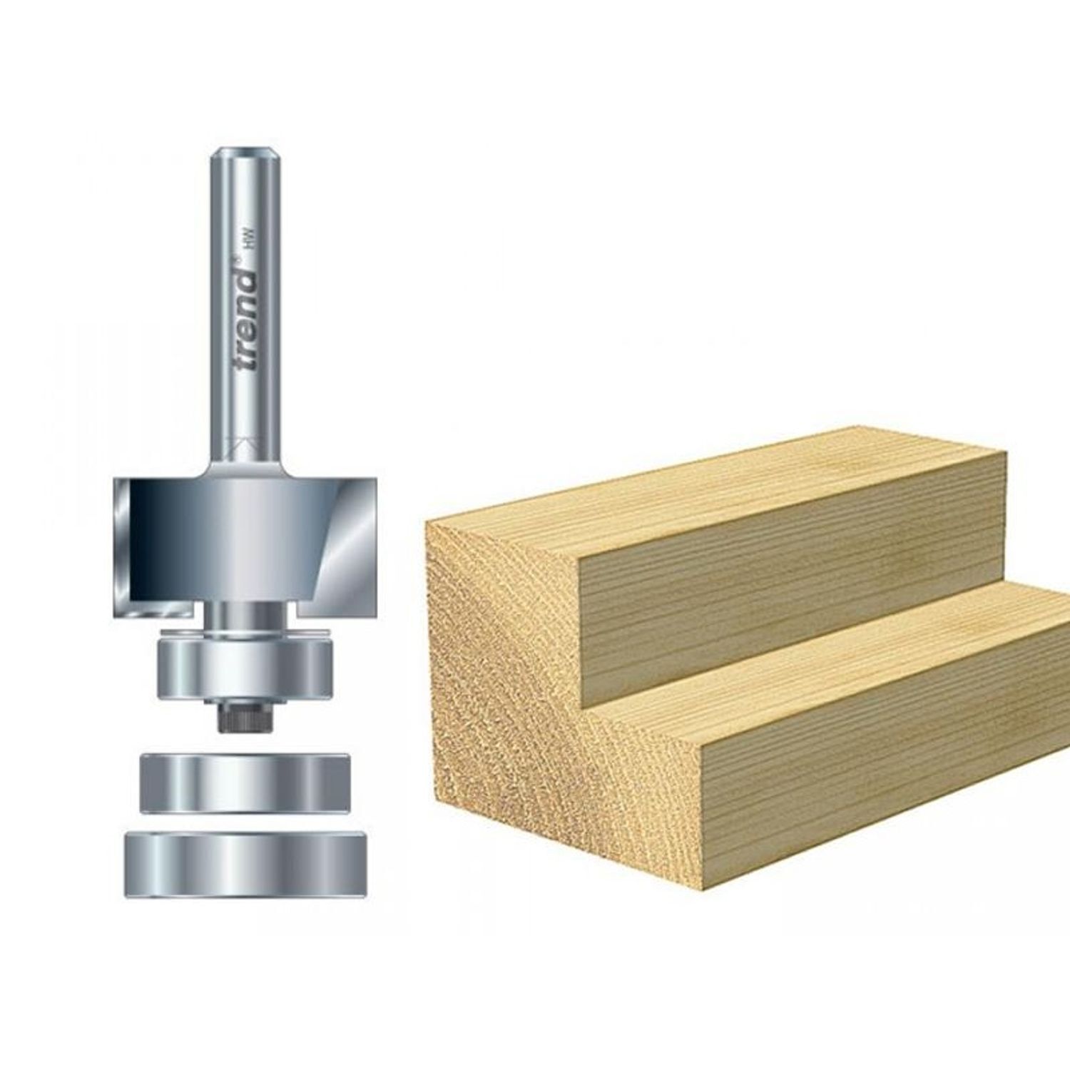 Trend 46/44 X 1/4 Tct Bearing Guided Rebater 24Mm X 12.7Mm A - Multi Colour