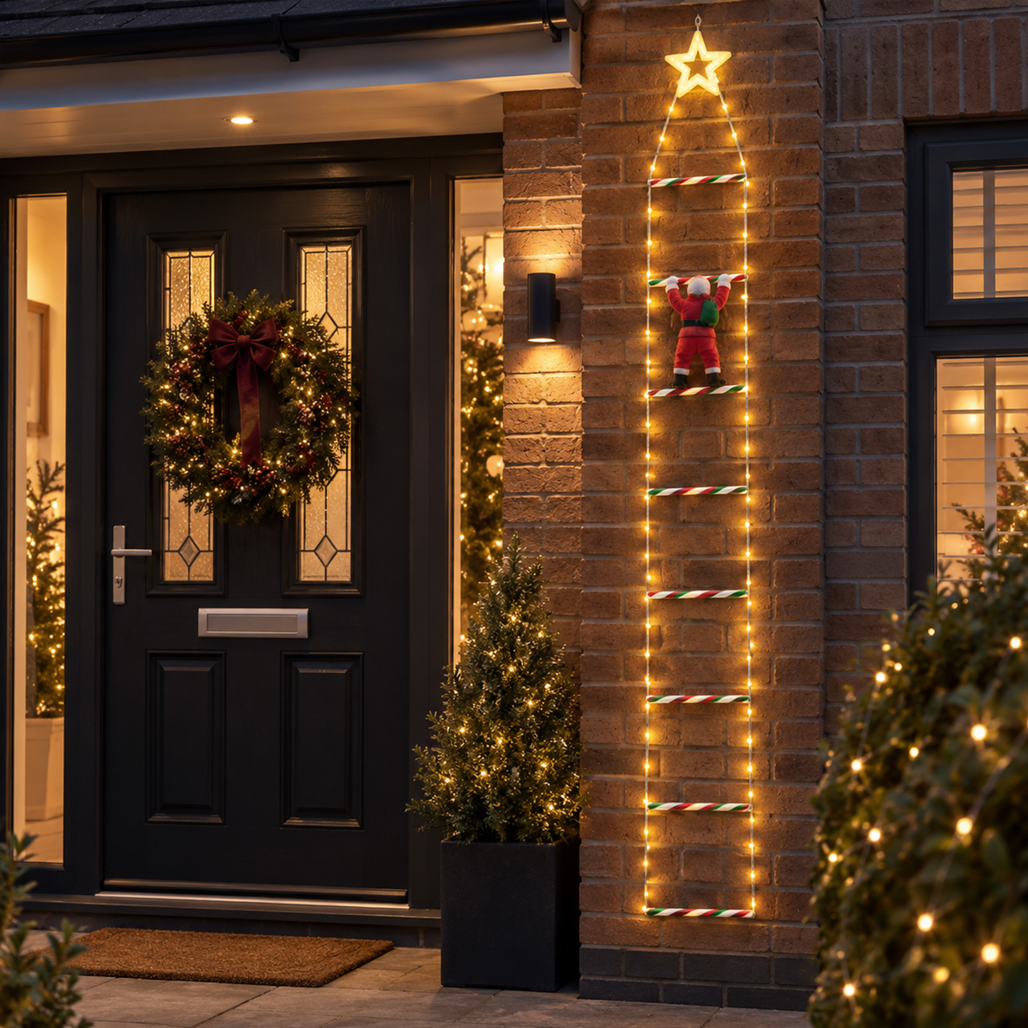 Rackhams Light 1.92M Up Santa Climbing Ladder Christmas Decoration With Leds - Image 4