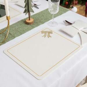 Set Of 4 White Felt Bow Shaped Christmas Cutlery Holders
