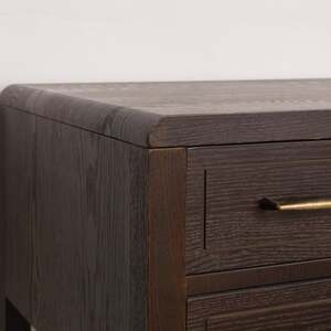 Dark Wood Curved 4 Drawer Dressing Table & Pair Of Bedside Tables - Kingsley Collection