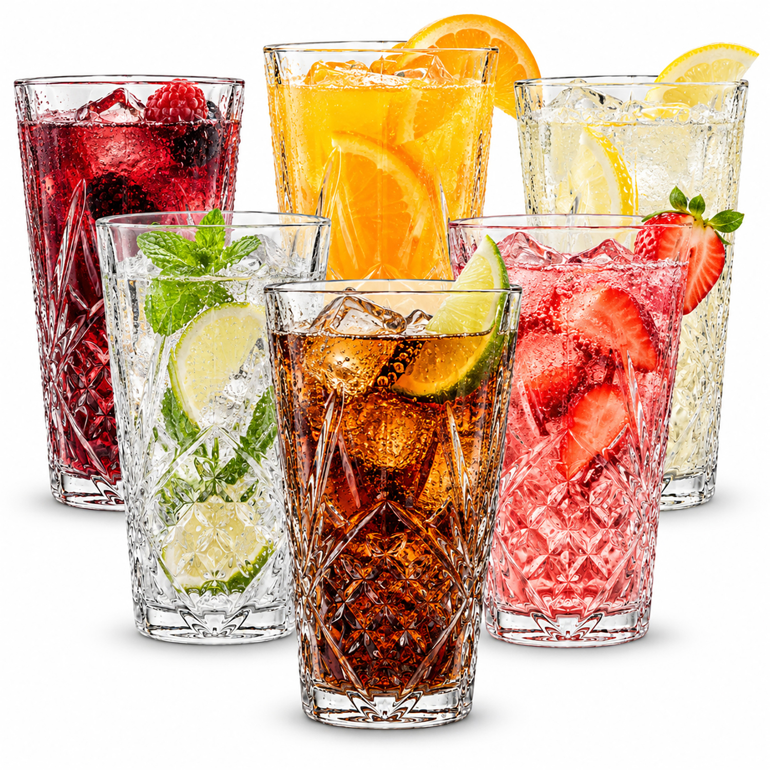 Simpa Imperial Elegant Glasses - 435Ml - Set Of 6 - Clear