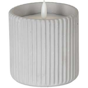 Natural Glow Chalk Ribbed Large LED Candle