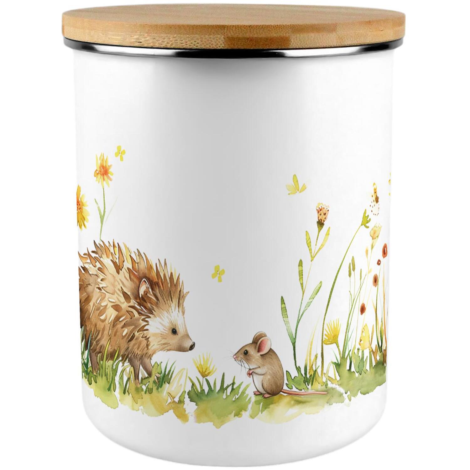 Hedgehog & Mouse Storage Canister - 2.7L XL Home/Kitchen Tin Gift - Image 2
