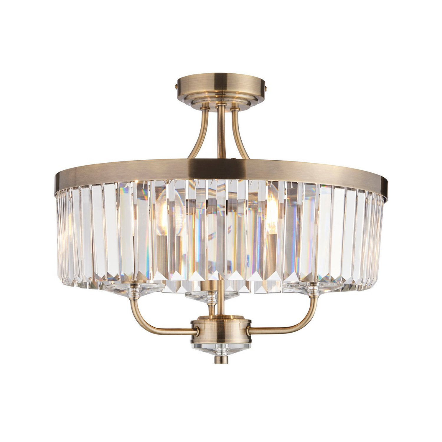 Netlighting Unisex Bronze Ascoli Ceiling Light Antique Brass Plate Clear Cut Glass In - Image 3