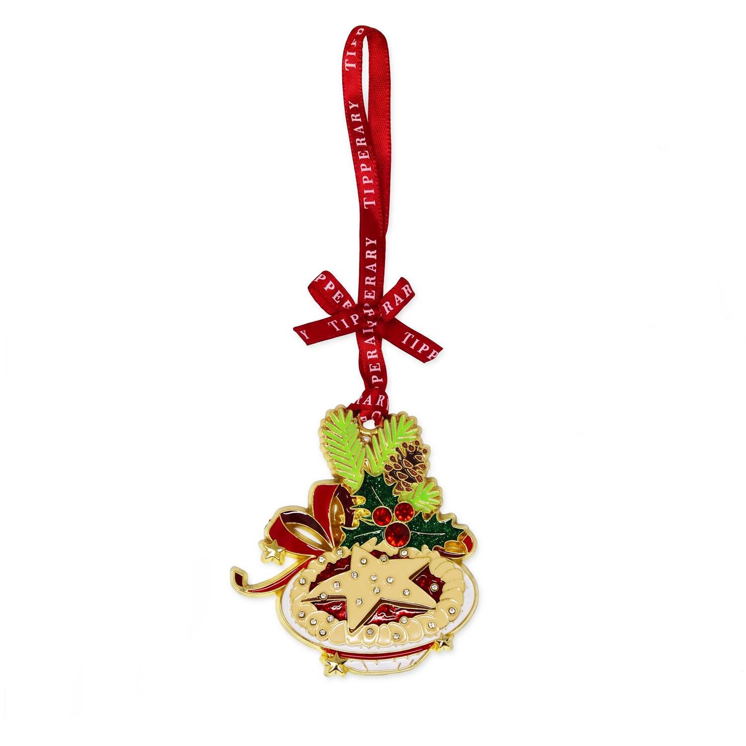 B&Q - Sparkle Hanging Decoration Mince PieMetal Ornament With Red RibbonGift Boxed - Image 2