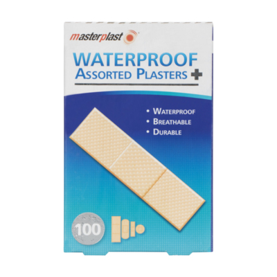 Pack of 100 Masterplast Water Proof Assorted Plasters