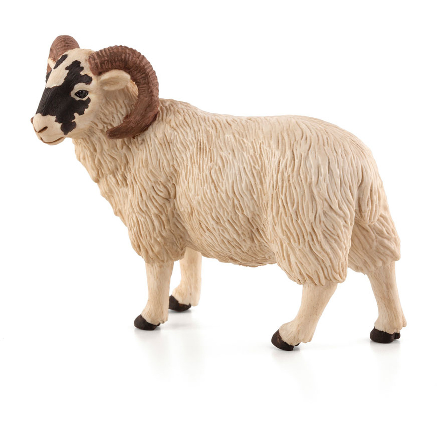 Image of ANIMAL PLANET Farm Life Black Faced Sheep Ram Toy Figure - 387081 - White