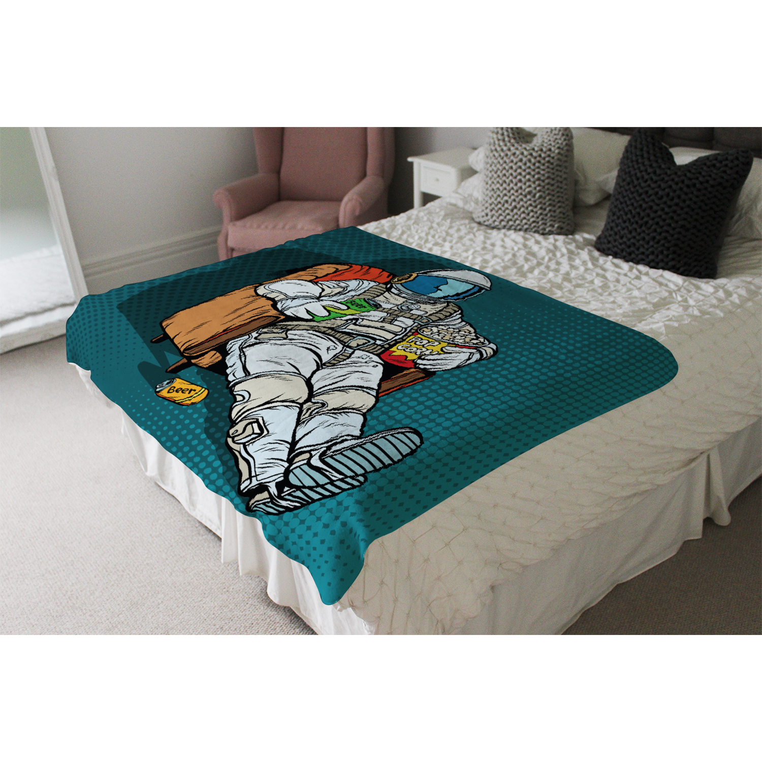 Loneliness In Space. Pop Art Retro Blanket - Blue