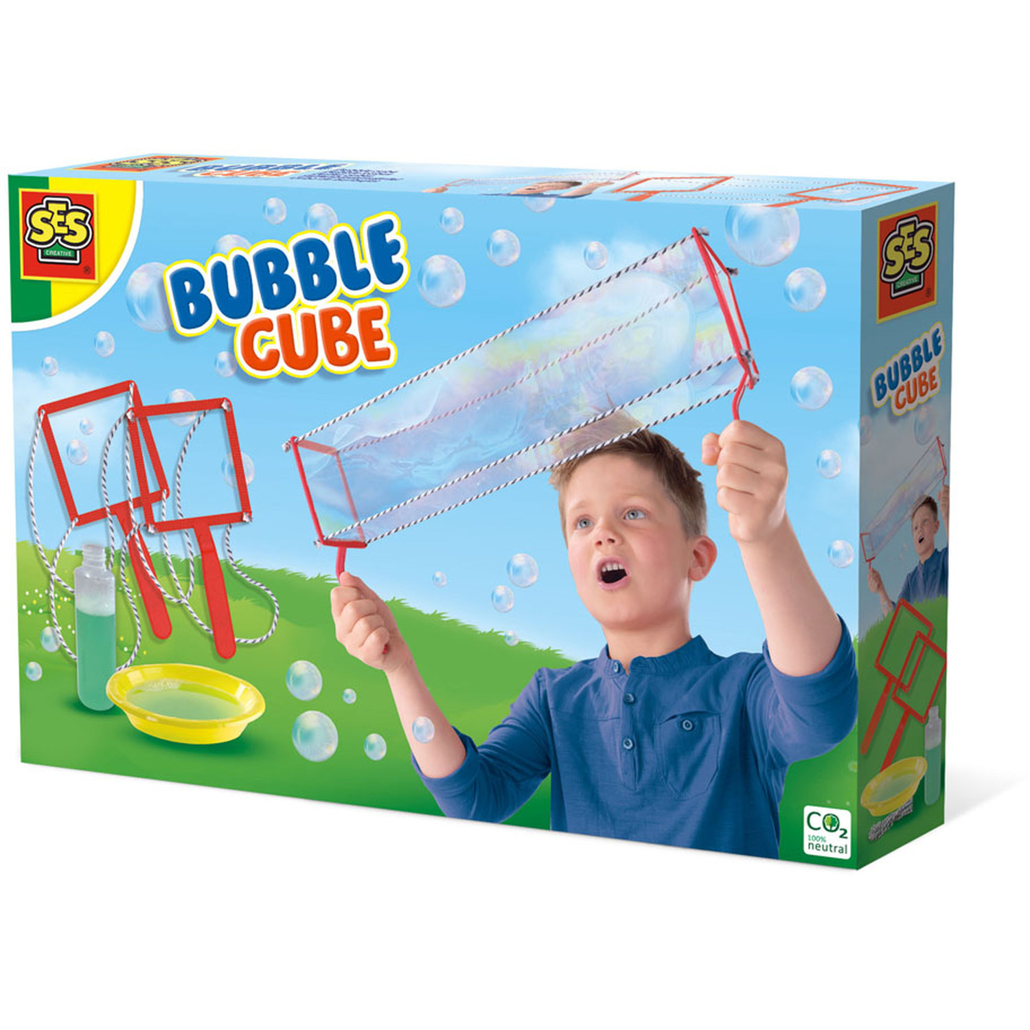 Image of Bubble Cube Set with Bubble Solution - Black