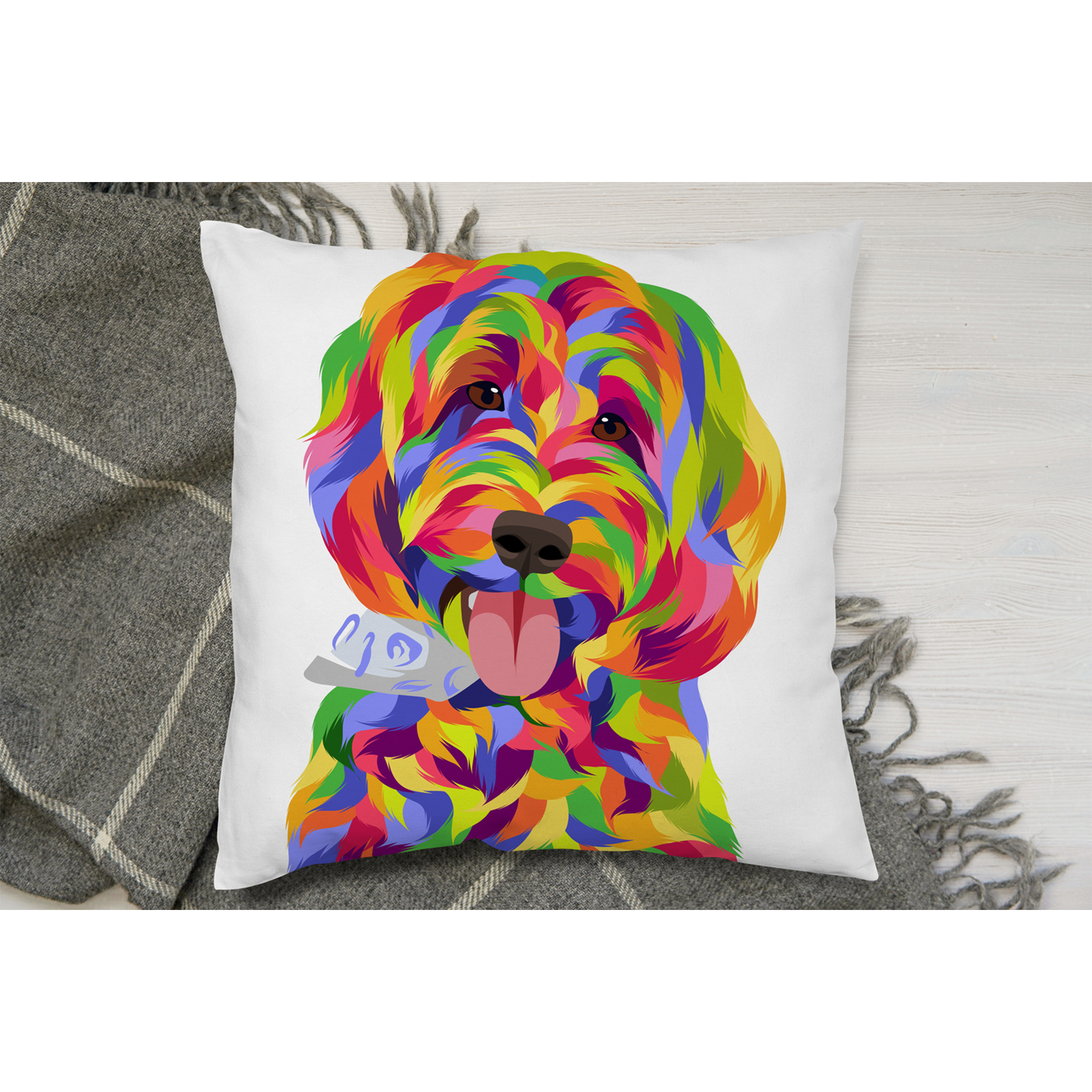 Animal Dog Illustration Pop Art Cushion - Blue / 60