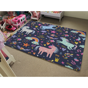 Unicorns On Navy Designer Rug