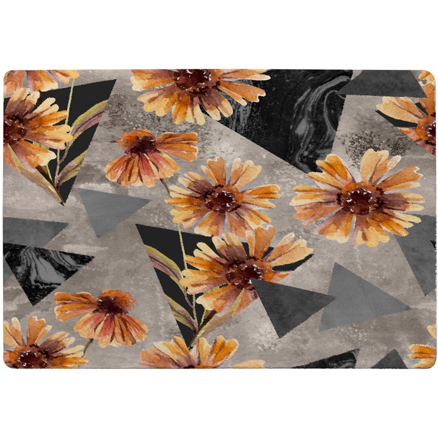 Geometric Floral Shapes Designer Rug - Orange / 200cm thumbnail