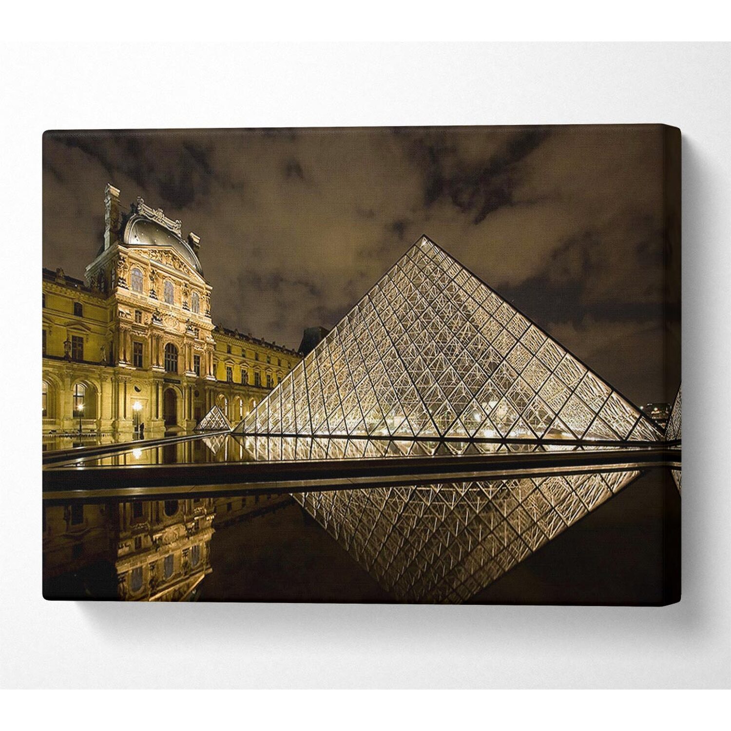 Wallart-Direct - Louvre Museum Paris France Canvas Print Wall Art - Yellow / 101.6cm thumbnail
