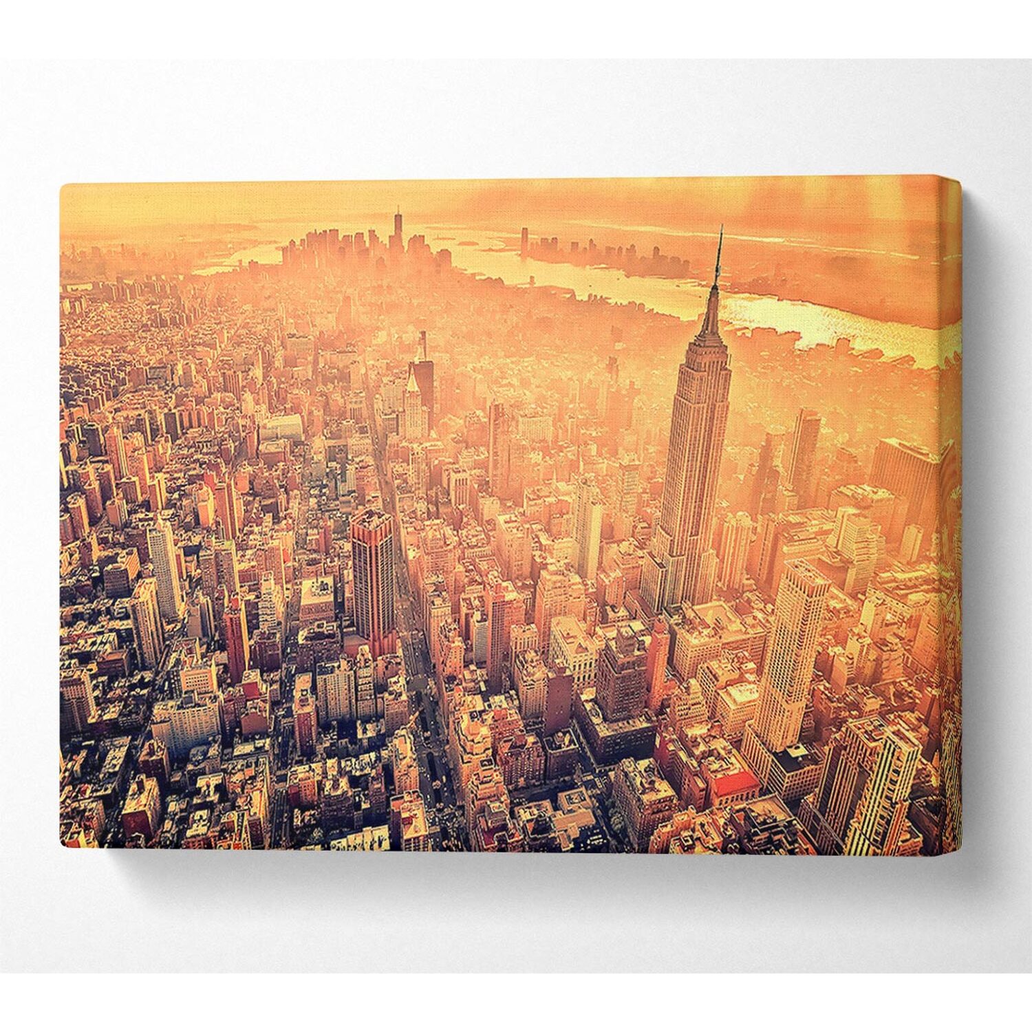 Wallart-Direct - New York City Aerial View Retro Canvas Print Wall Art - Yellow / 101.6cm thumbnail