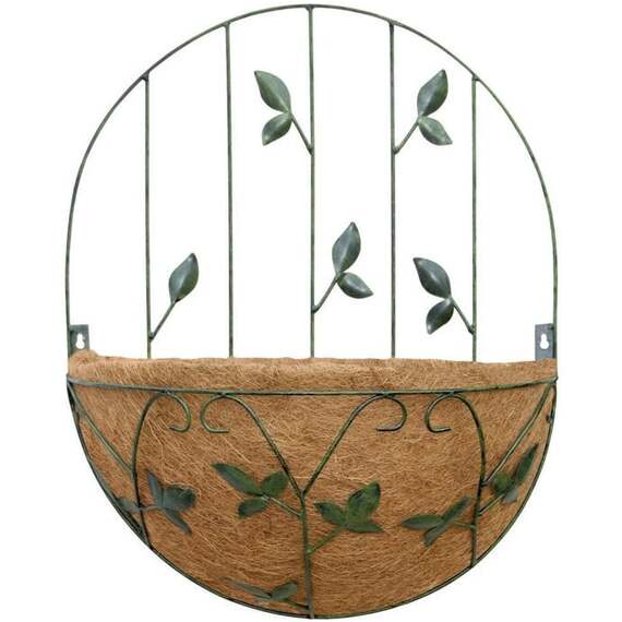 Basket Planter with Trellis- Leaf Design
