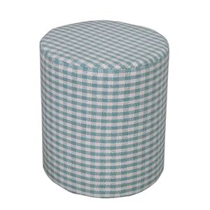 Gingham Check Cotton Circular Pouffe