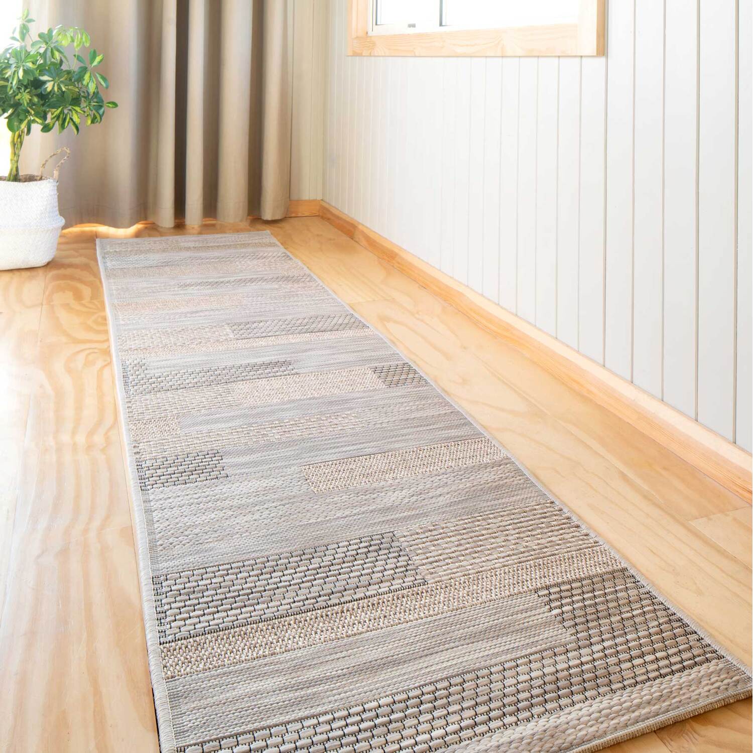 Striped Textured Flatweave Indoor Outdoor Weatherproof Rug