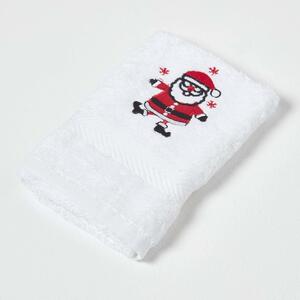 Homescapes Santa Embroidered Cotton Small Christmas Towel