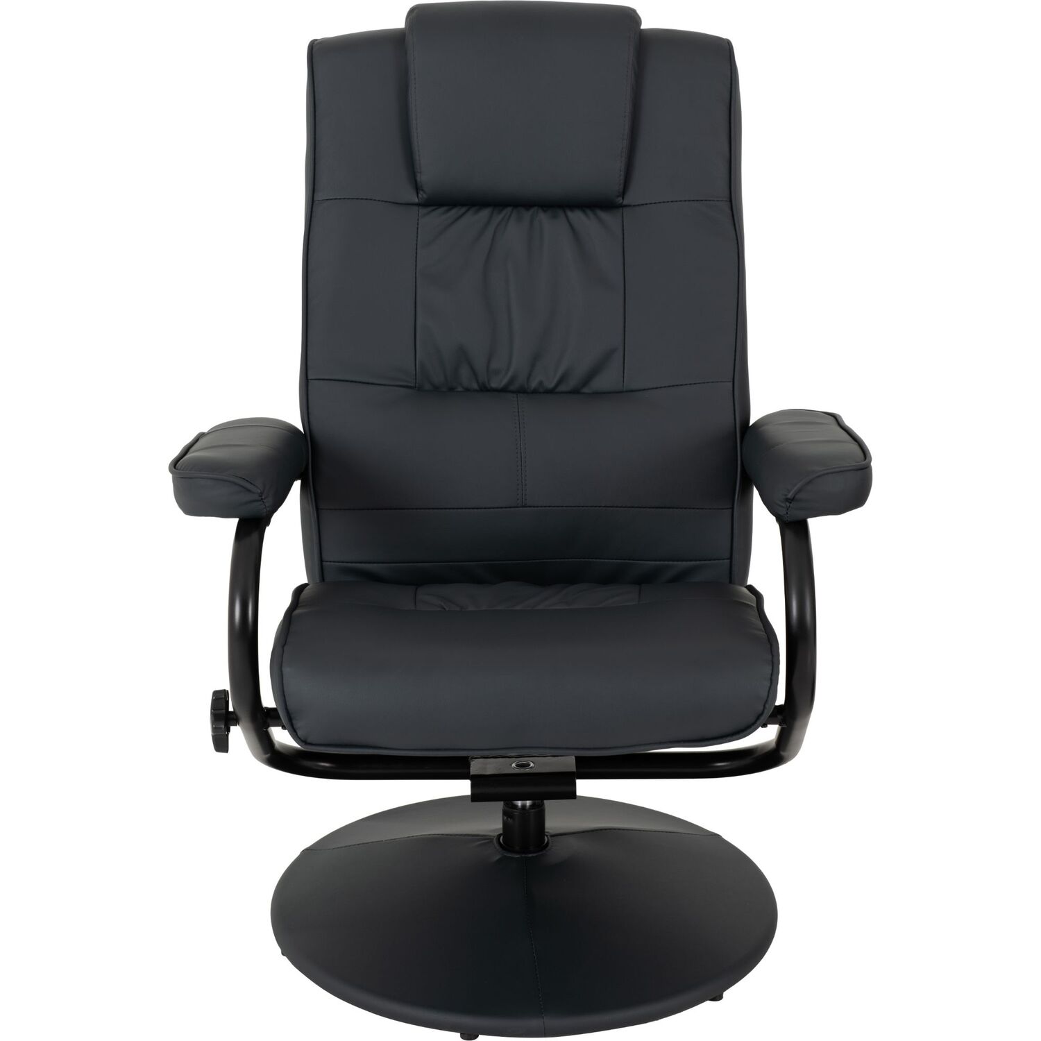 Ascot Recliner Chair And Footstool - Dark Blue Faux Leather
