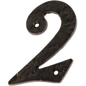 Number 2 Rustic Iron Numeral Black
