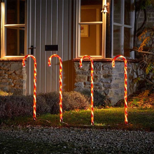 Set of 4 Light up Christmas Candy Cane Garden Stakes