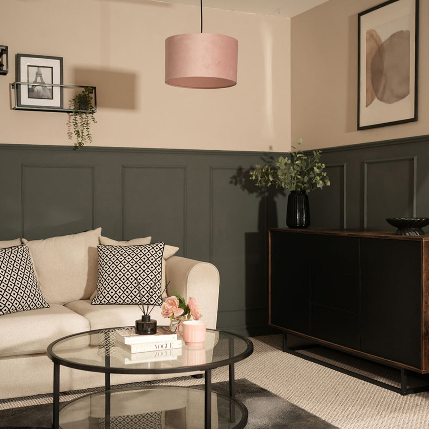 Image of Reni Medium Velvet Pendant Light Shade&hellip;