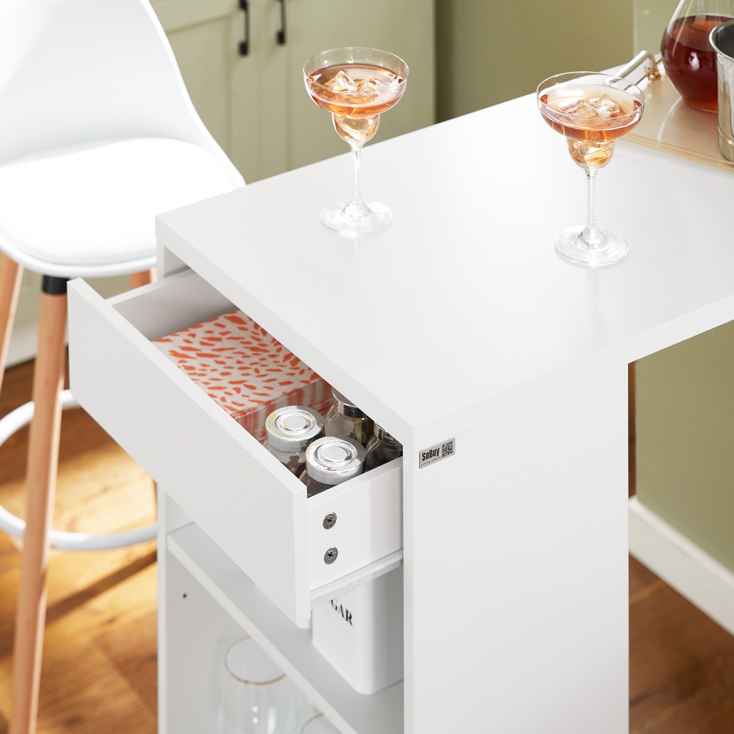 Sobuy Wall Mounted Kitchen Breakfast Bar Table Dining Table - White
