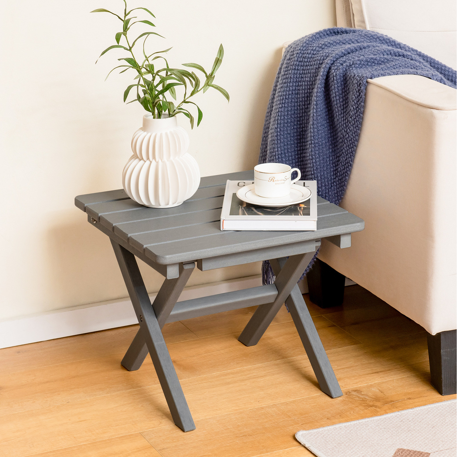 Outdoor Folding Side Table-Grey