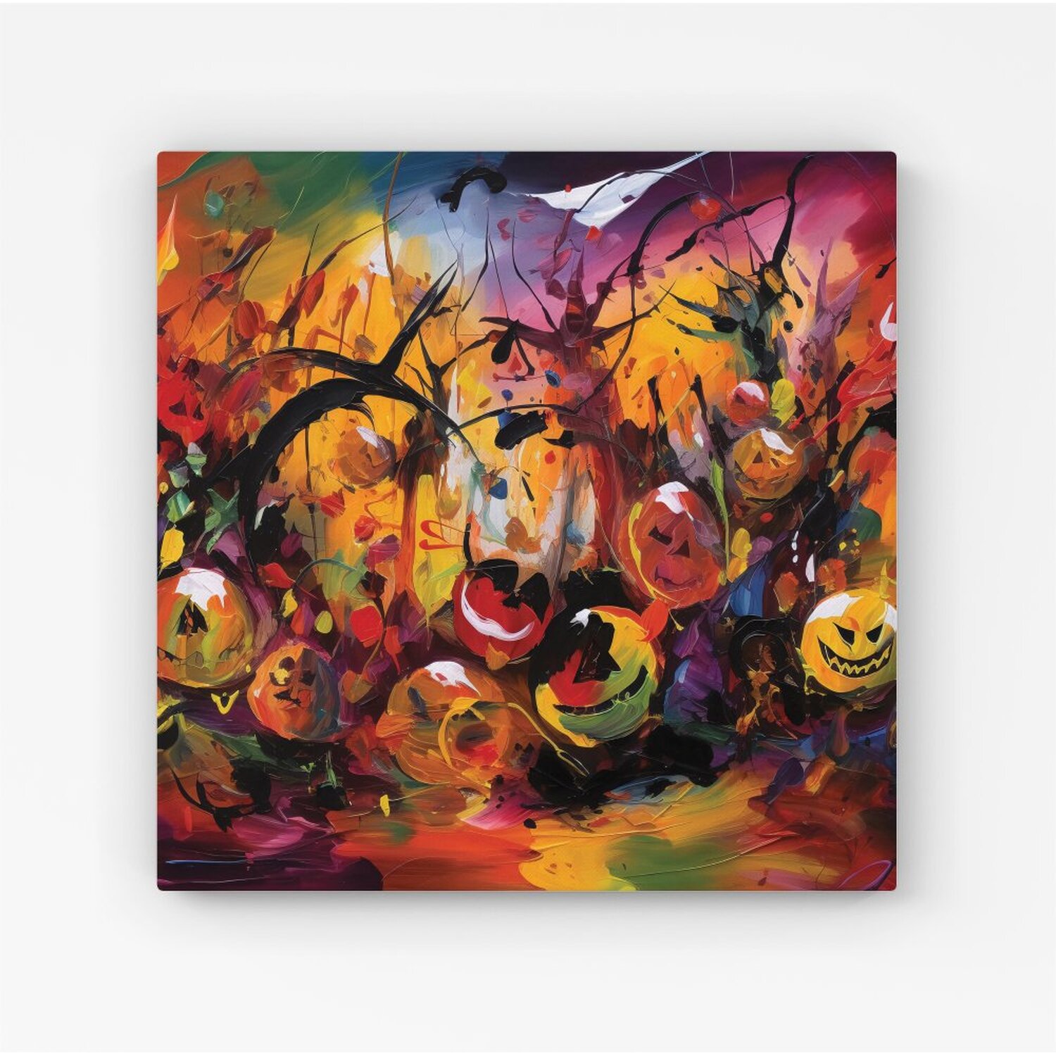 Warren Reed - Designer - Abstract Halloween Painting Canvas Print - Orange / 101.6cm thumbnail