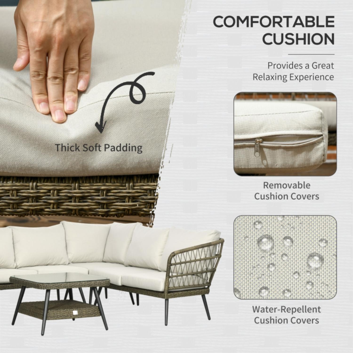 Bali Rattan Wicker Corner Sofa - Beige