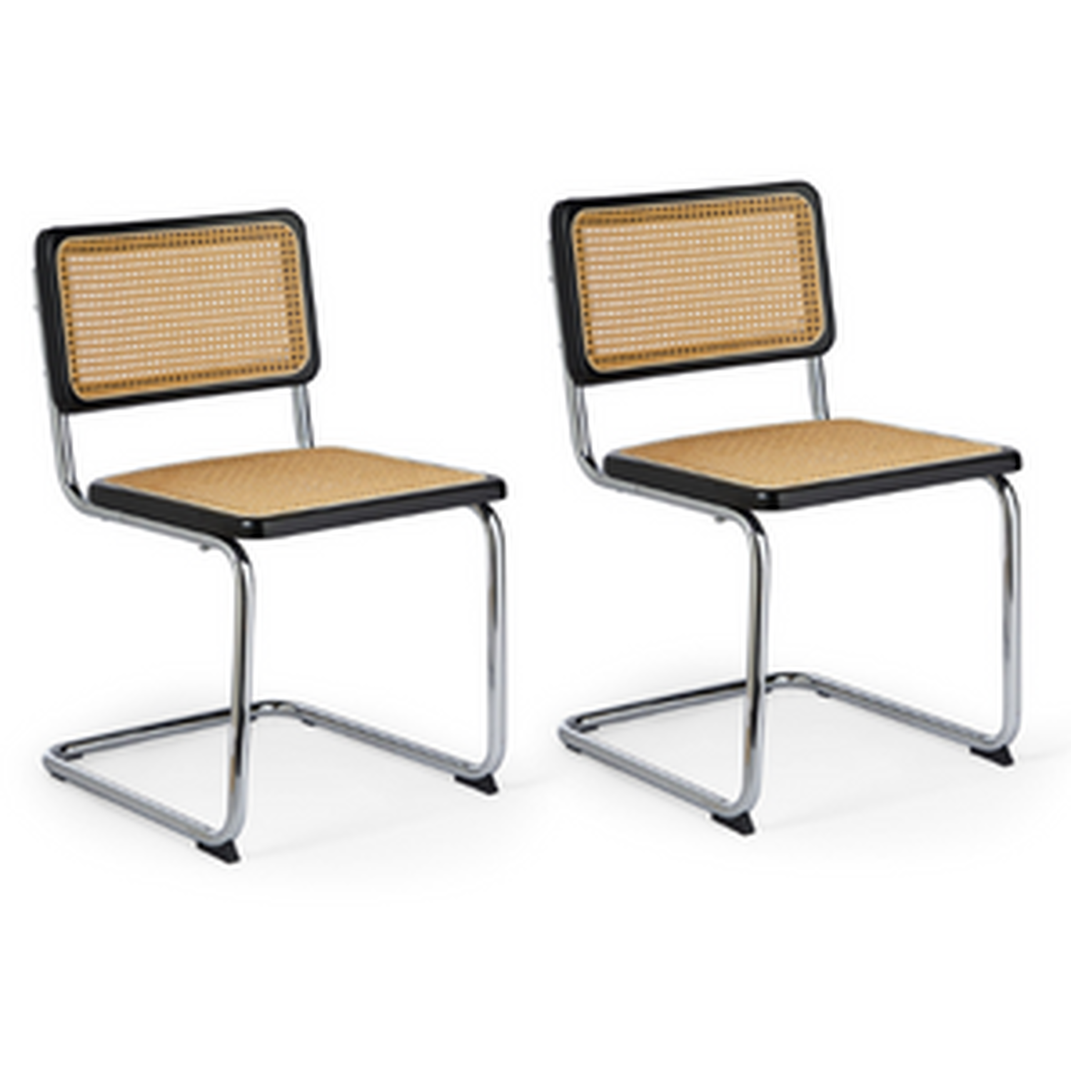 Rattan Dining Chairs Set Of 2 - Natural Black