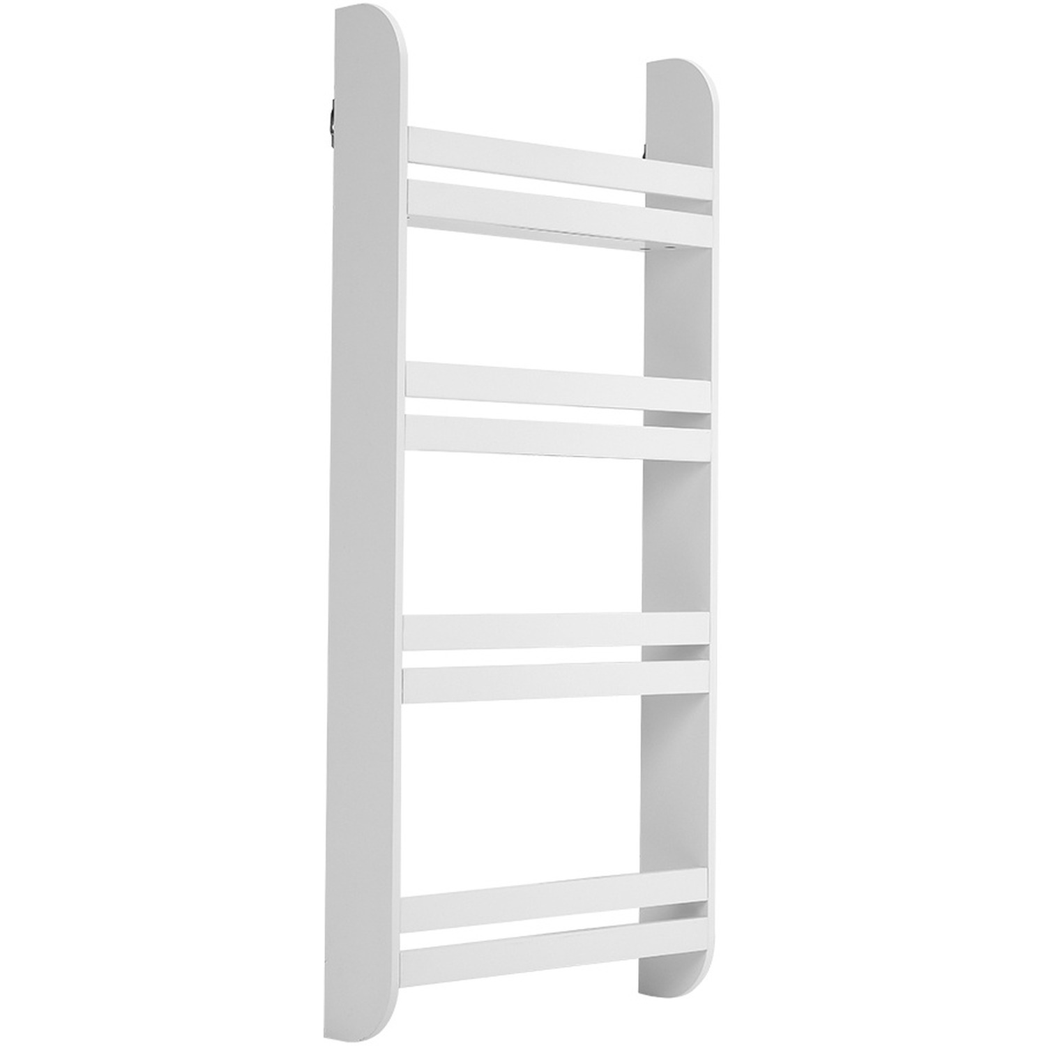 4-tier Wooden Modern Wall-mounted Shelf - White