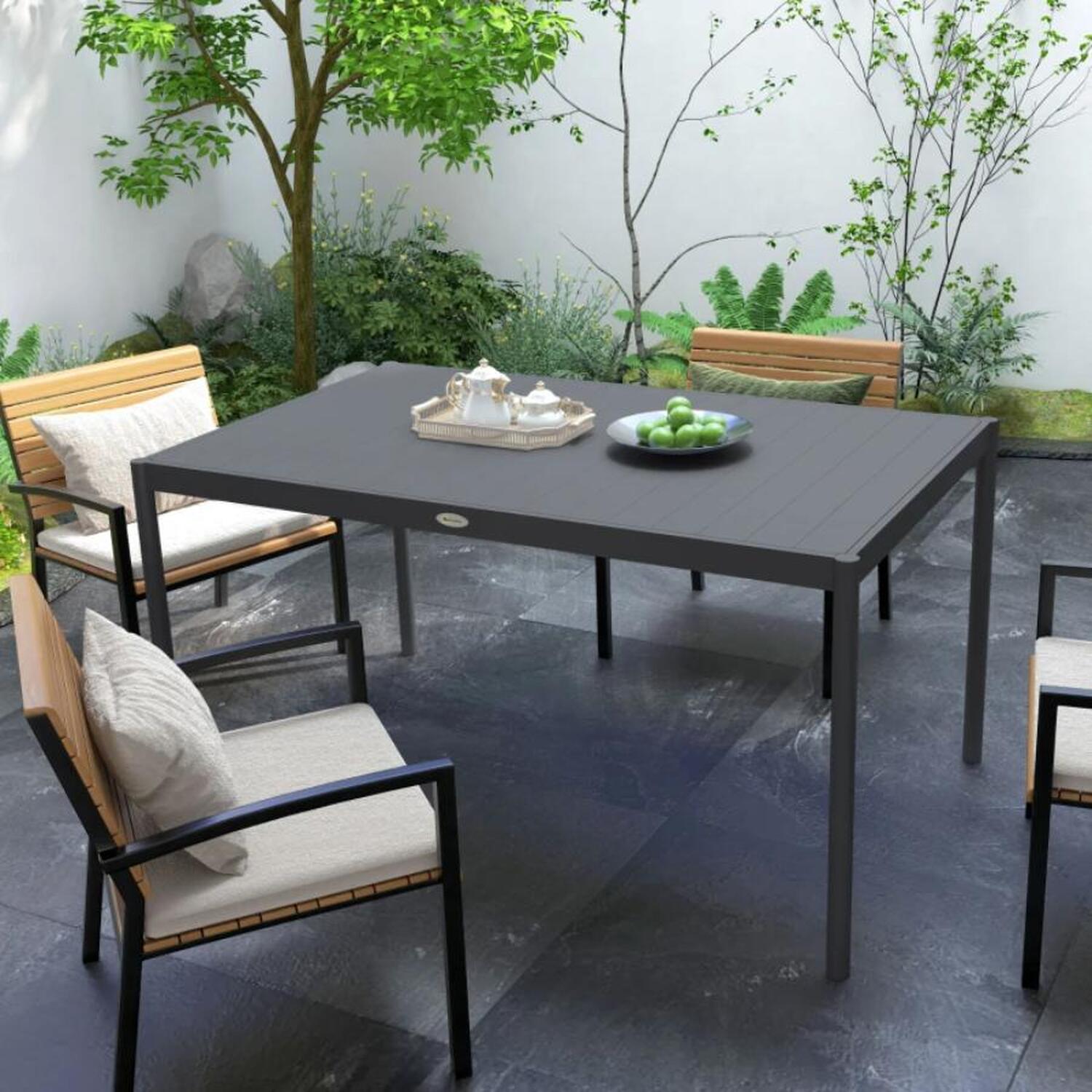Six Seater Aluminium Outdoor Table - Grey
