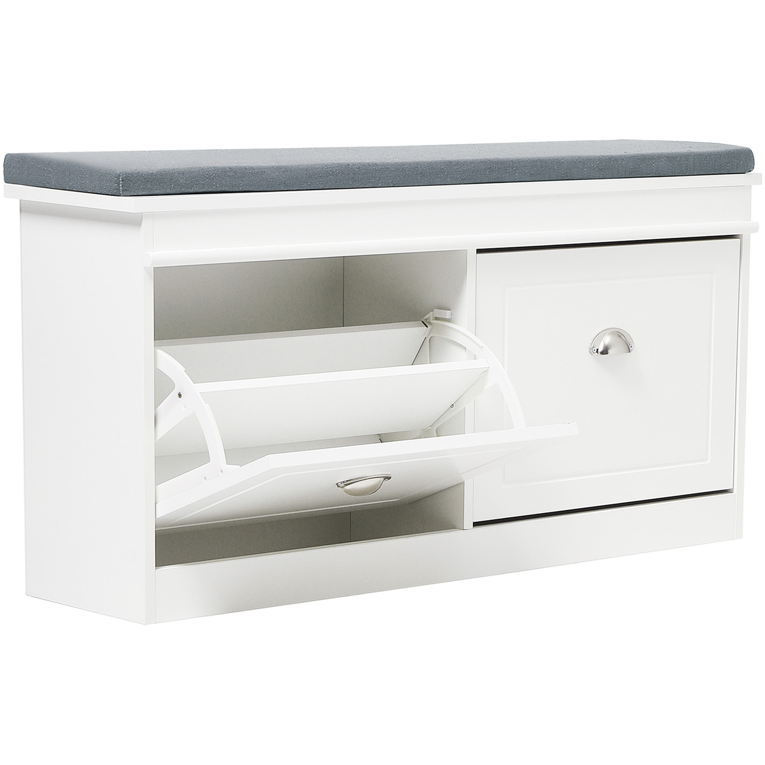 Flip Down Shoe Bench Cabinet - White
