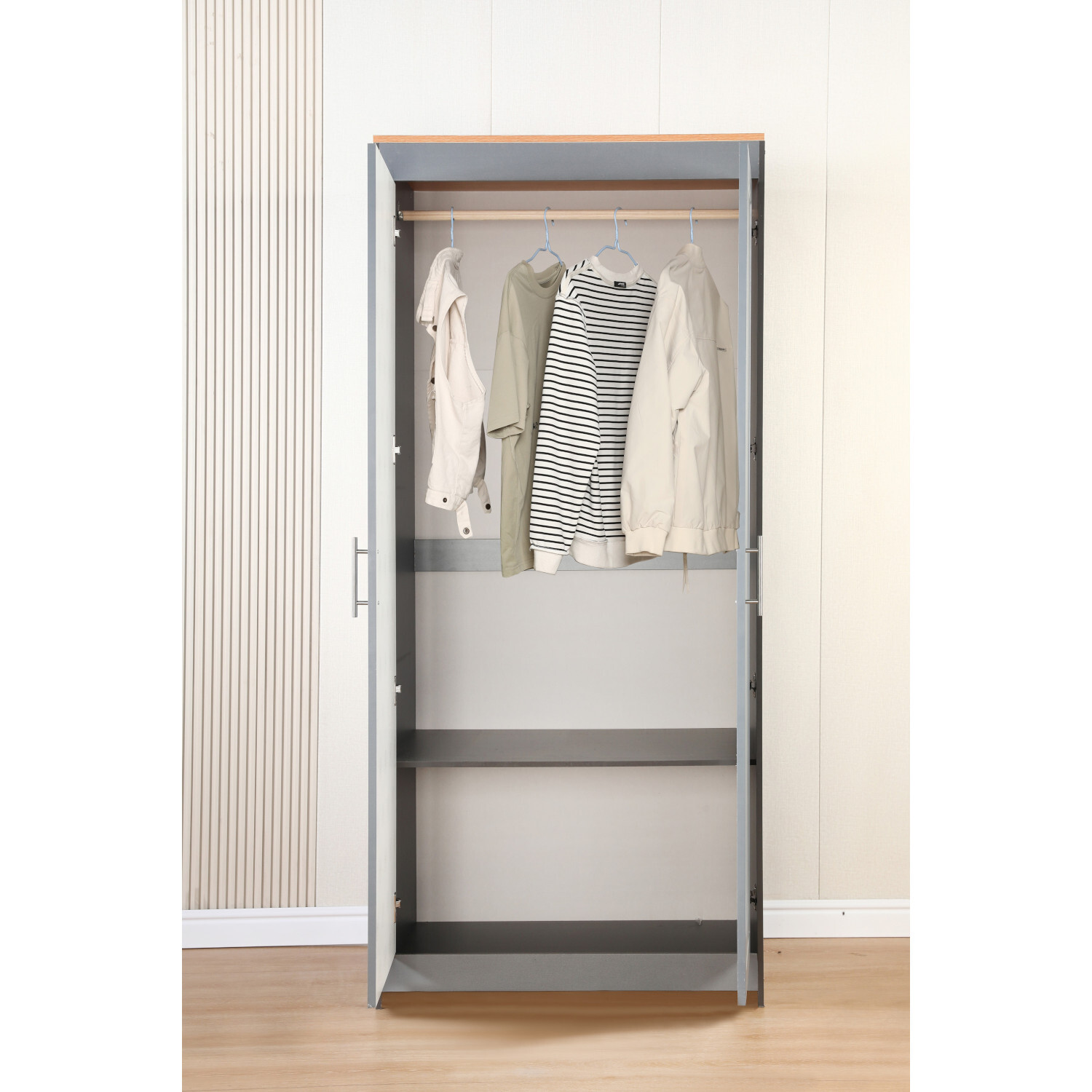2 Door Large Wardrobe - Grey
